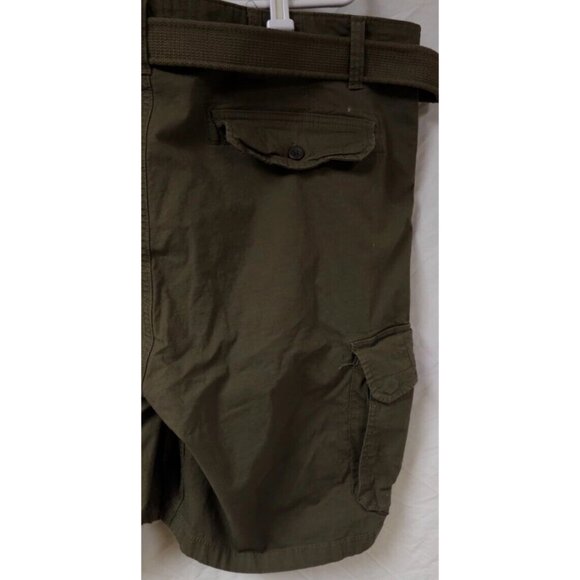 Mutual Weave Mens 48x11 Green Stretch Belted Heavyweight Canvas Cargo Shorts - Picture 8 of 12